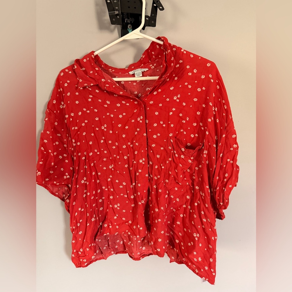 American Eagle Outfitters Red Floral Blouse